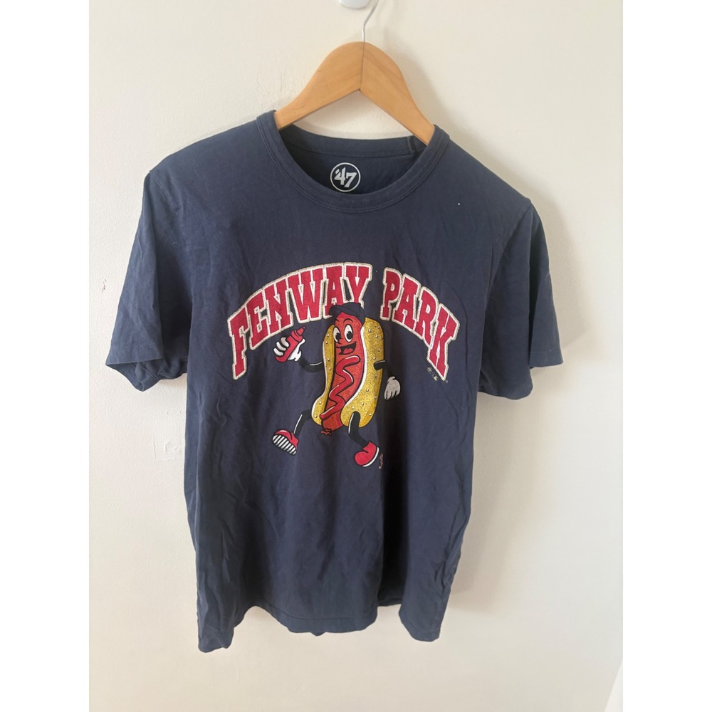 47 Brand Fenway Park Hot Dog Graphic T-Shirt Navy Blue Mens Small Boston Red Sox